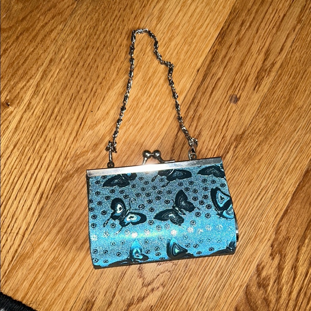 Chic Teal Butterfly Clutch